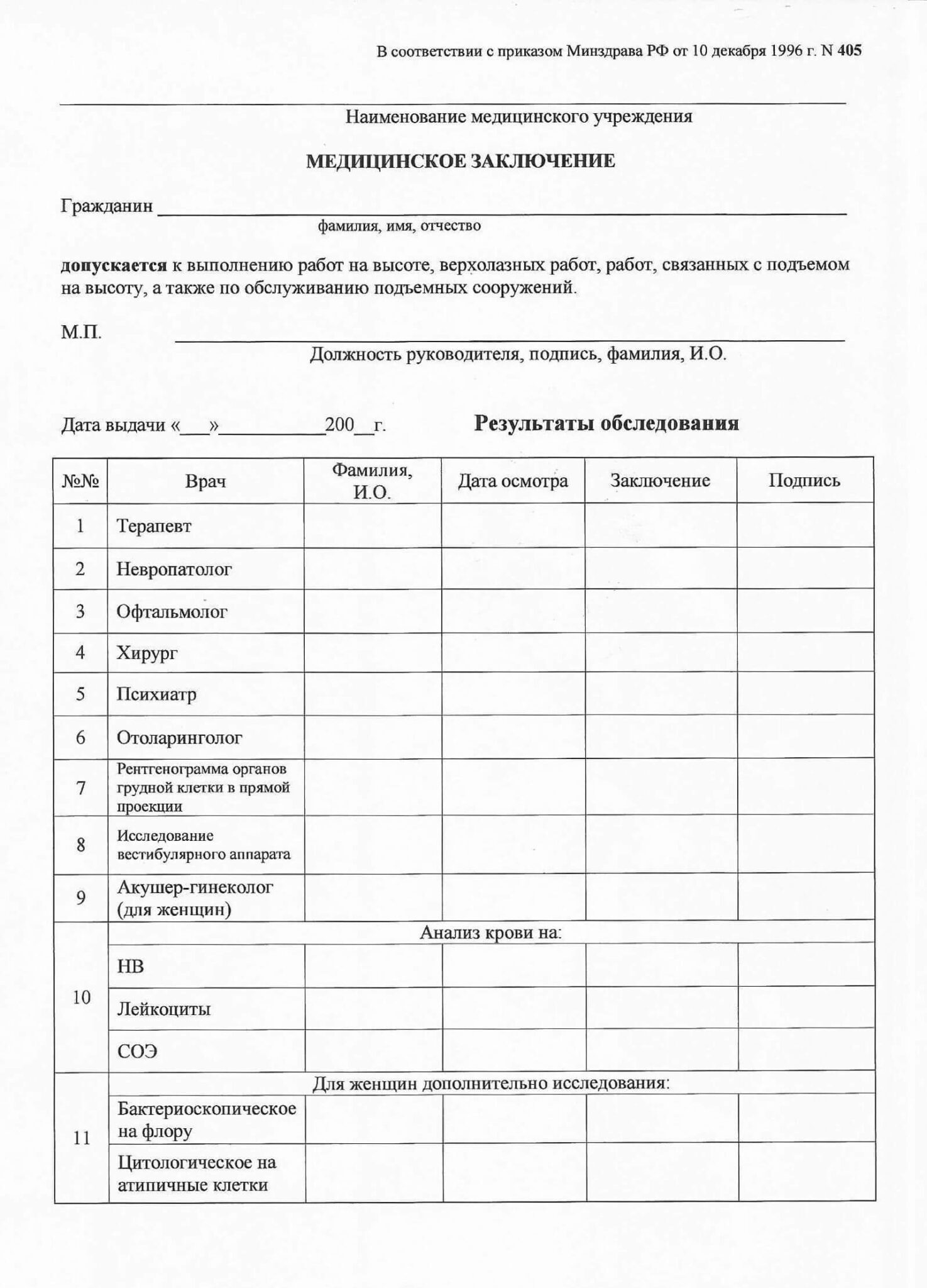 Образец медицинской справки